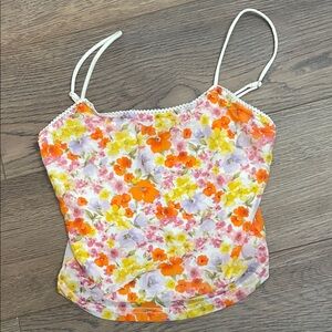 Forever 21 Vibrant Floral Camisole - Orange, Yellow, Lavender